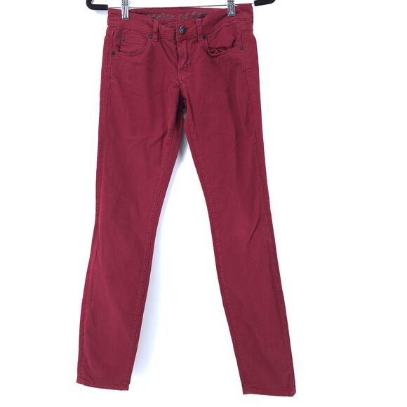 Articles of Society Size 24 Mya Scarlet Bright Maroon Denim Stretchy Skinny Jean - Picture 2 of 11